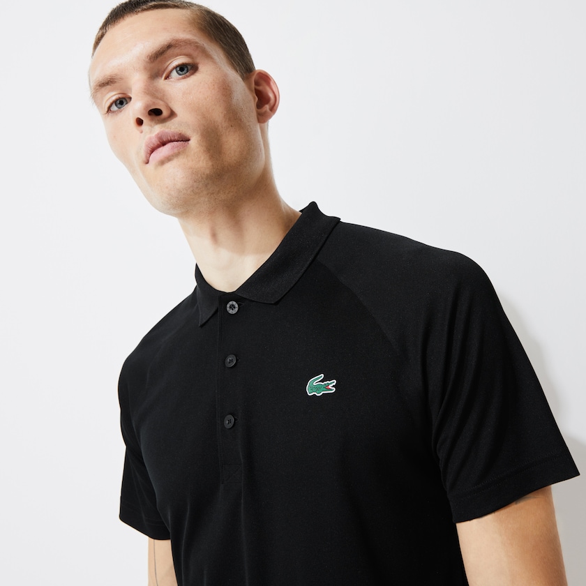 Camisas Lacoste Masculino Pretas SPORT Breathable Run-Resistant Interlock Polo EV6-91999F8