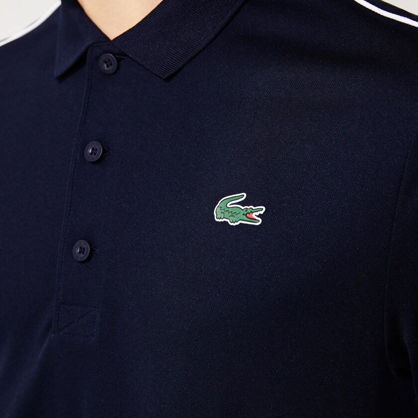Camisas Lacoste Masculino Azul Marinho Azuis Branco SPORT Contrast Piping Breathable Piqué Polo BG2-18261U8
