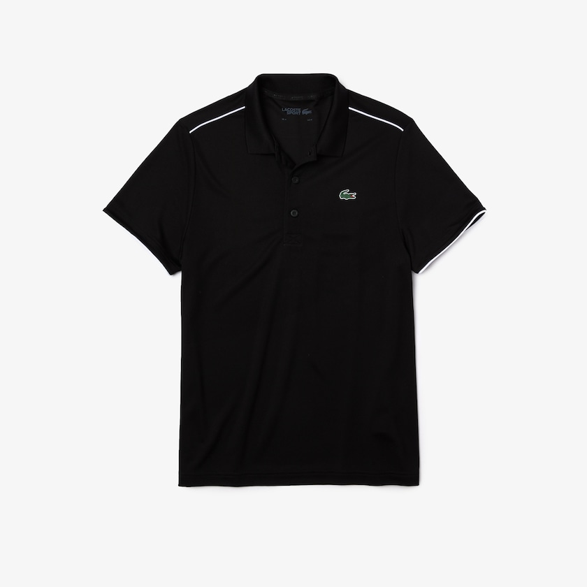Camisas Lacoste Masculino Pretas Branco SPORT Contrast Piping Breathable Piqué Polo RU0-84618R6