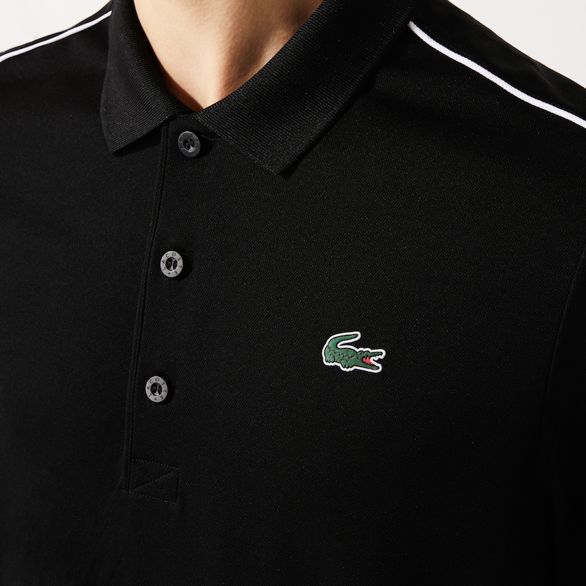 Camisas Lacoste Masculino Pretas Branco SPORT Contrast Piping Breathable Piqué Polo RU0-84618R6