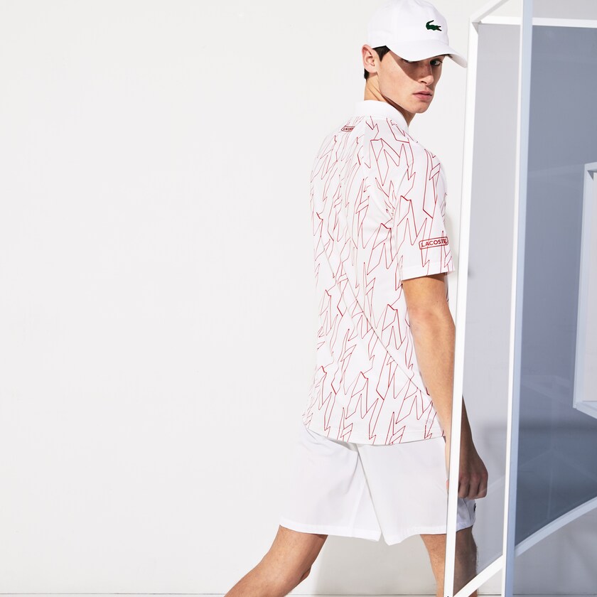 Camisas Lacoste Masculino Branco Vermelhas SPORT French Open Ultra Lightweight Stretch Polo IO8-46274H3