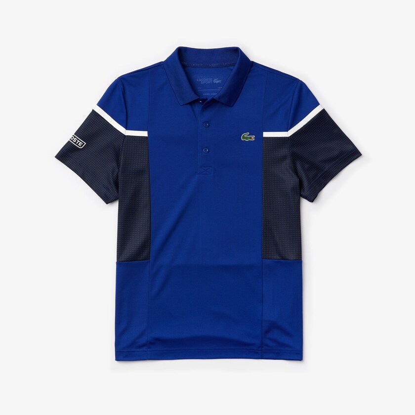 Camisas Lacoste Masculino Azuis Pretas Branco SPORT Mesh Panel Breathable Tennis Polo QB7-92669M1