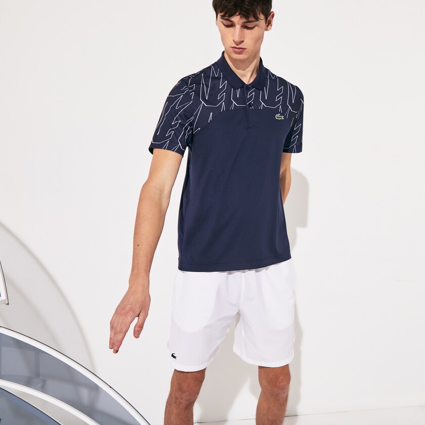 Camisas Lacoste Masculino Azul Marinho Azuis Branco SPORT Novak Djokovic Breathable Ultra-Light Polo GG1-98679O4
