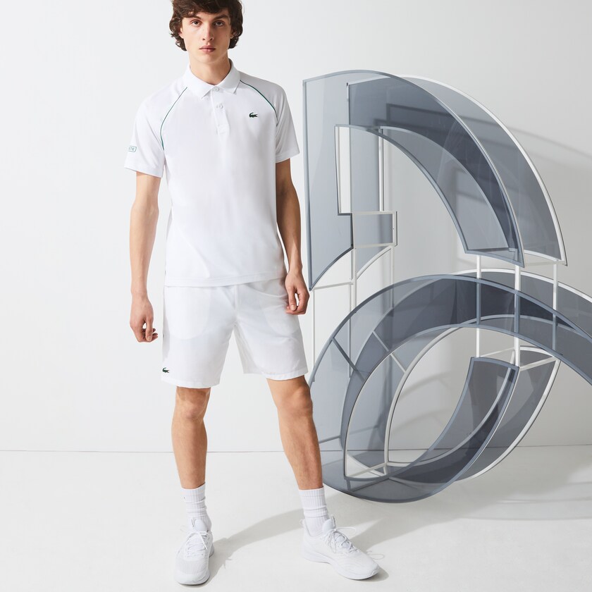 Camisas Lacoste Masculino Branco Verdes SPORT Novak Djokovic Breathable Ultra-Light Polo CB4-57495V3