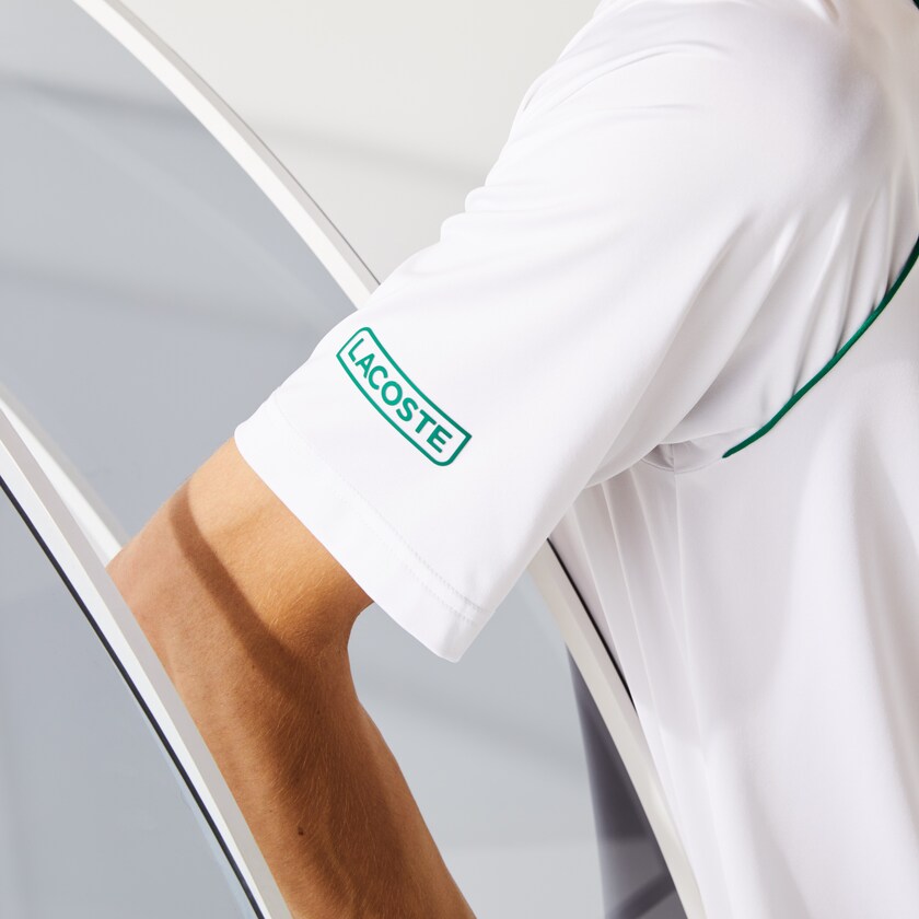 Camisas Lacoste Masculino Branco Verdes SPORT Novak Djokovic Breathable Ultra-Light Polo CB4-57495V3