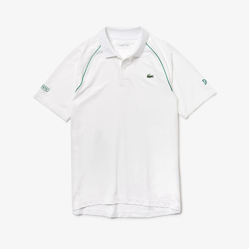 Camisas Lacoste Masculino Branco Verdes SPORT Novak Djokovic Breathable Ultra-Light Polo CB4-57495V3