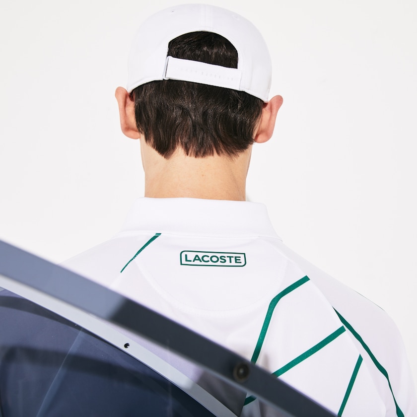 Camisas Lacoste Masculino Branco Verdes SPORT Novak Djokovic Printed Breathable Polo SQ9-94049W5