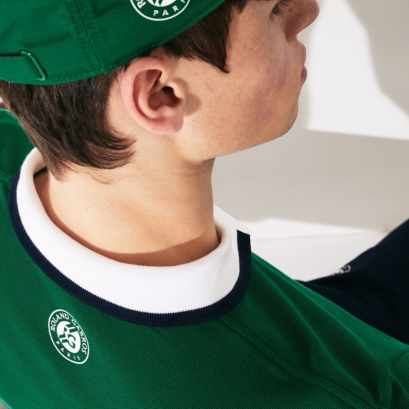 Camisas Lacoste Masculino Verdes Branco Azul Marinho Azuis SPORT Roland Garros Plant-Print Cotton Polo CK4-03670X9