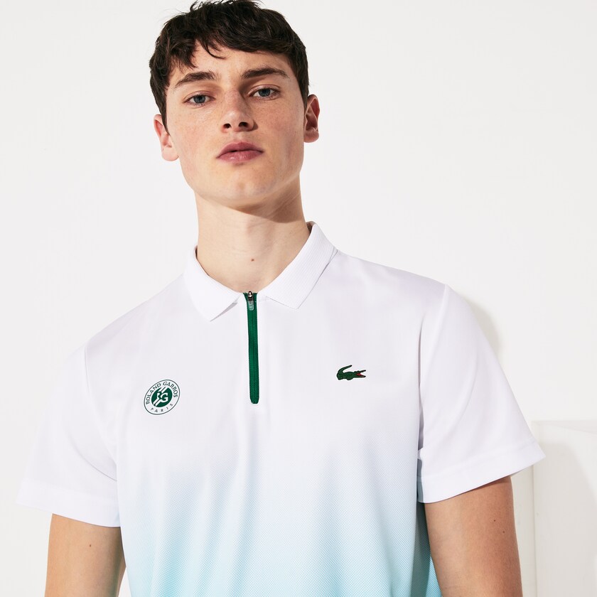 Camisas Lacoste Masculino Branco Turquesa Verdes SPORT Roland Garros Zip-Front Performance Polo AC0-59935P6
