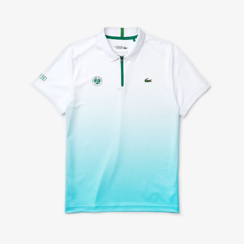 Camisas Lacoste Masculino Branco Turquesa Verdes SPORT Roland Garros Zip-Front Performance Polo AC0-59935P6