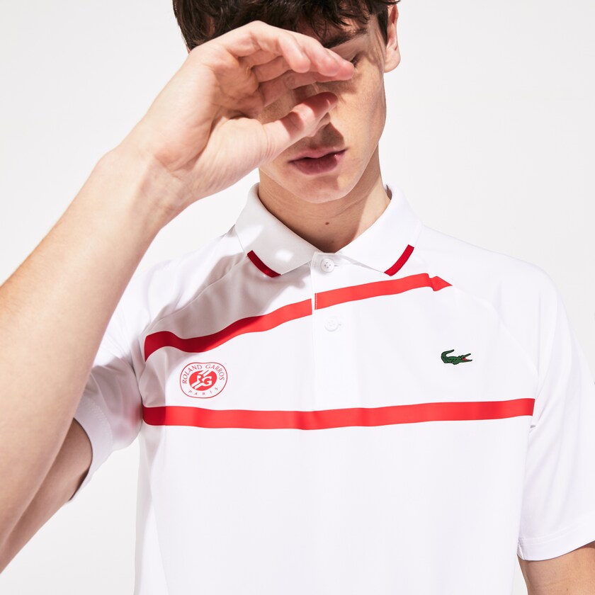 Camisas Lacoste Masculino Branco Vermelhas SPORT Roland Garros x Novak Djokovic Polo KC4-28892Y4