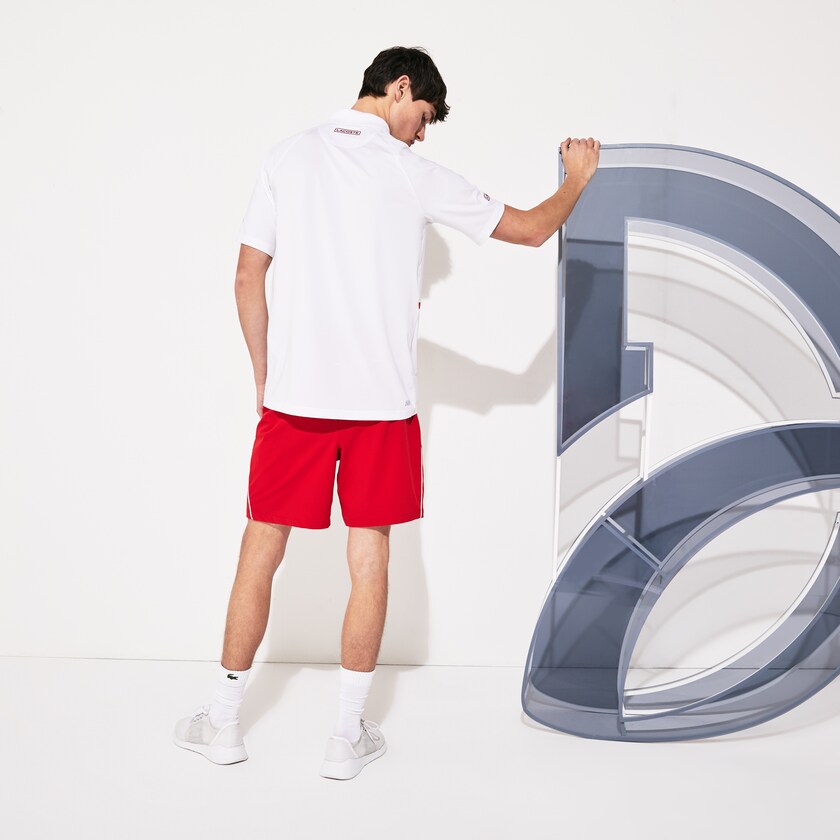 Camisas Lacoste Masculino Branco Vermelhas SPORT Roland Garros x Novak Djokovic Polo KC4-28892Y4
