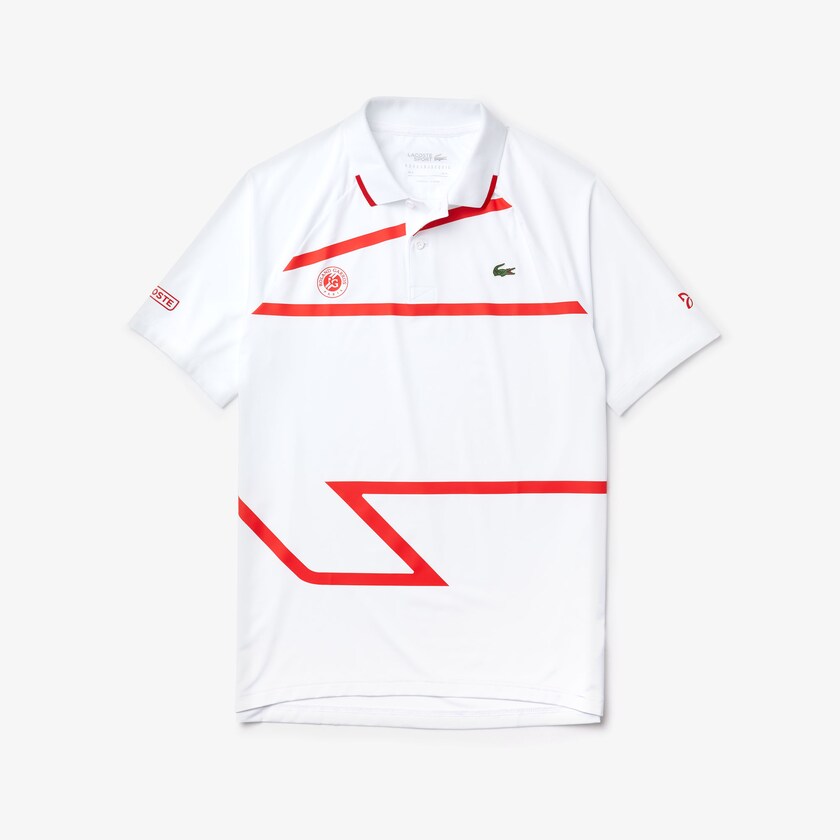 Camisas Lacoste Masculino Branco Vermelhas SPORT Roland Garros x Novak Djokovic Polo KC4-28892Y4