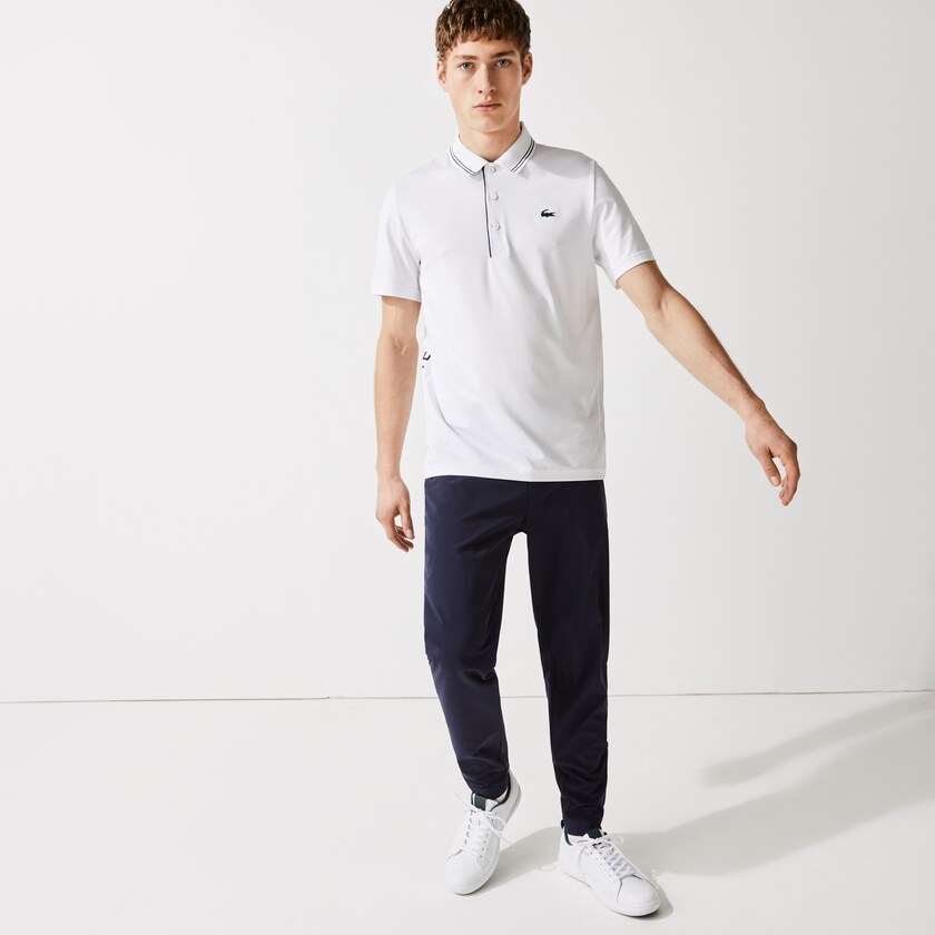 Camisas Lacoste Masculino Branco Azul Marinho Azuis SPORT Signature Breathable Golf Polo IG9-04030C6
