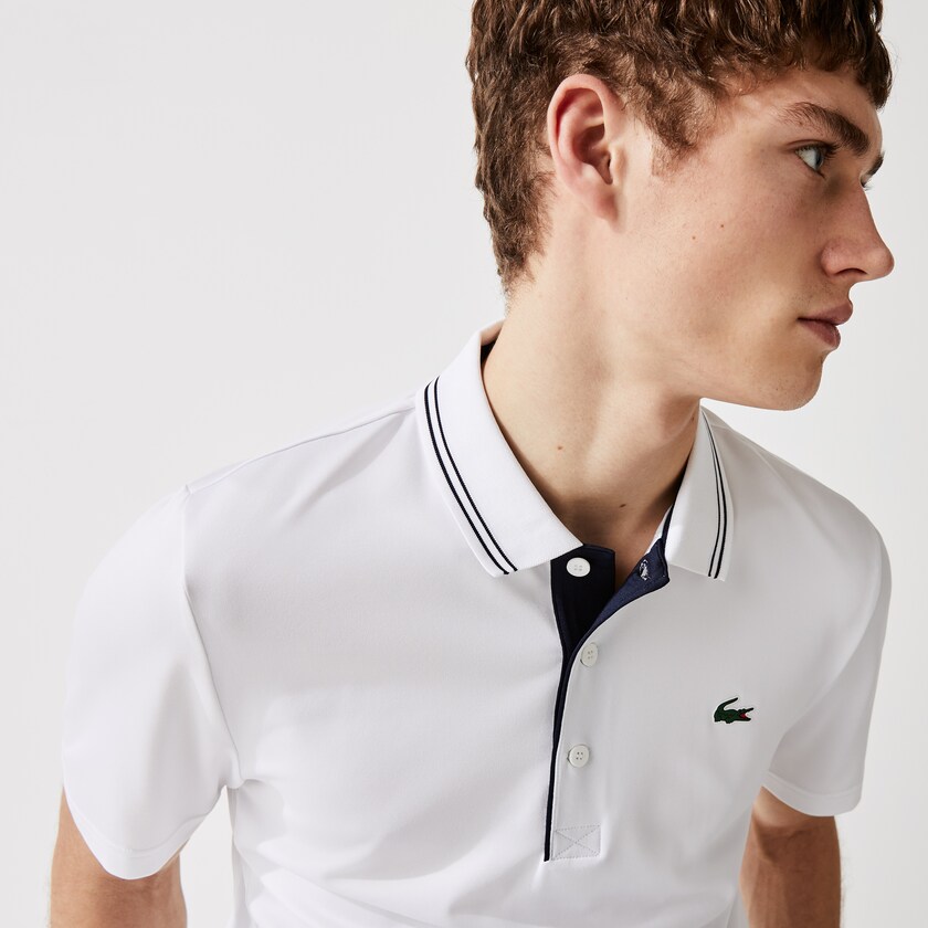 Camisas Lacoste Masculino Branco Azul Marinho Azuis SPORT Signature Breathable Golf Polo IG9-04030C6