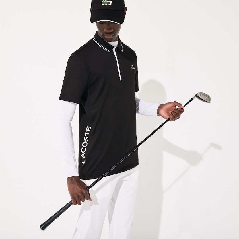 Camisas Lacoste Masculino Pretas Branco SPORT Signature Breathable Golf Polo CD3-94859U2