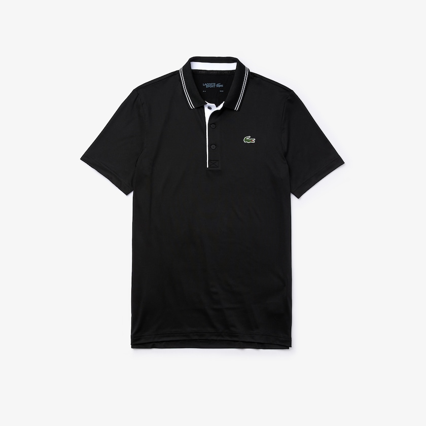 Camisas Lacoste Masculino Pretas Branco SPORT Signature Breathable Golf Polo CD3-94859U2