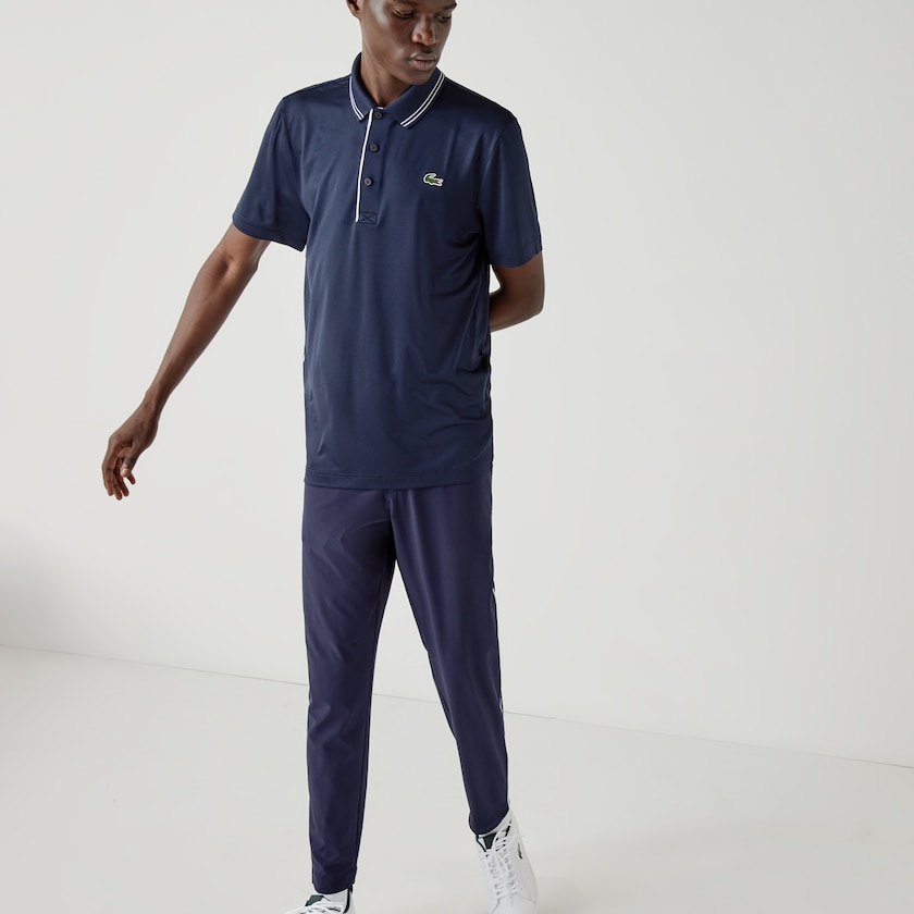 Camisas Lacoste Masculino Azul Marinho Azuis Branco SPORT Signature Breathable Golf Polo NO0-24952O2