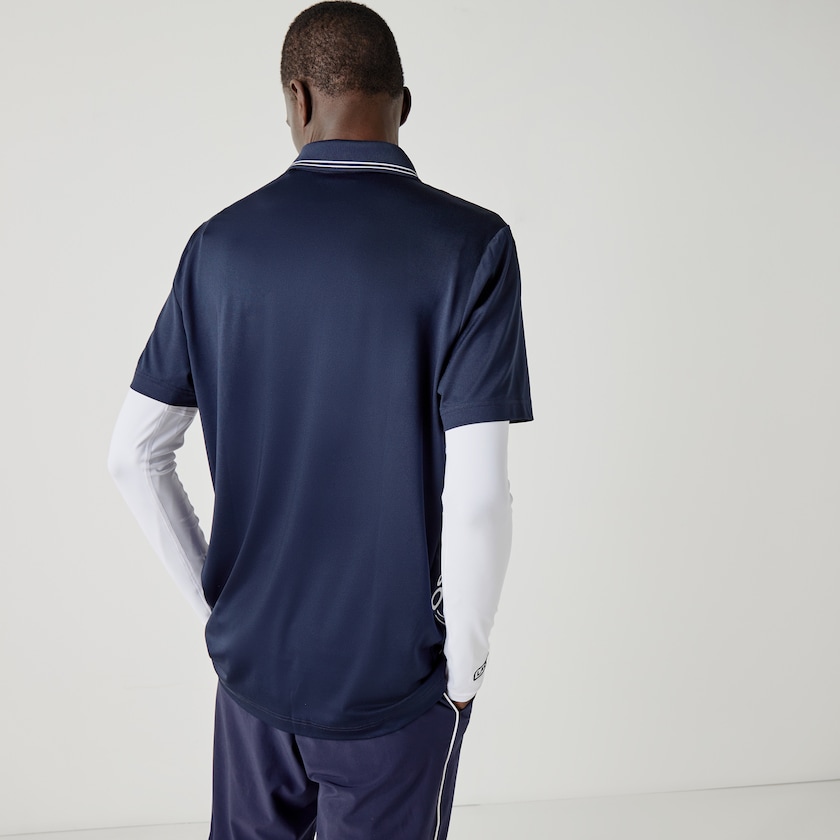 Camisas Lacoste Masculino Azul Marinho Azuis Branco SPORT Signature Breathable Golf Polo NO0-24952O2