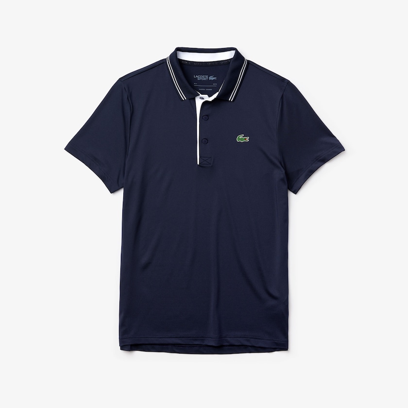 Camisas Lacoste Masculino Azul Marinho Azuis Branco SPORT Signature Breathable Golf Polo NO0-24952O2