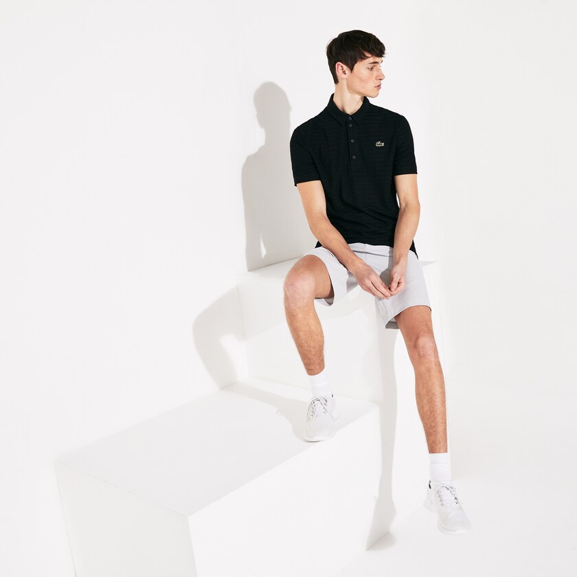 Camisas Lacoste Masculino Pretas SPORT Textured Breathable Golf Polo AN6-25462L2
