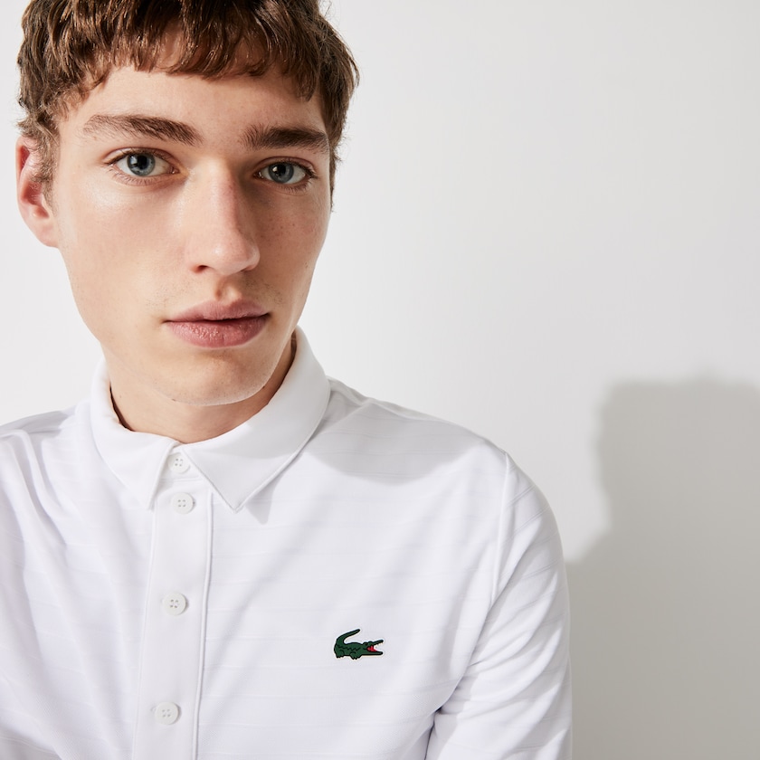 Camisas Lacoste Masculino Branco SPORT Textured Breathable Golf Polo DS3-94659O0