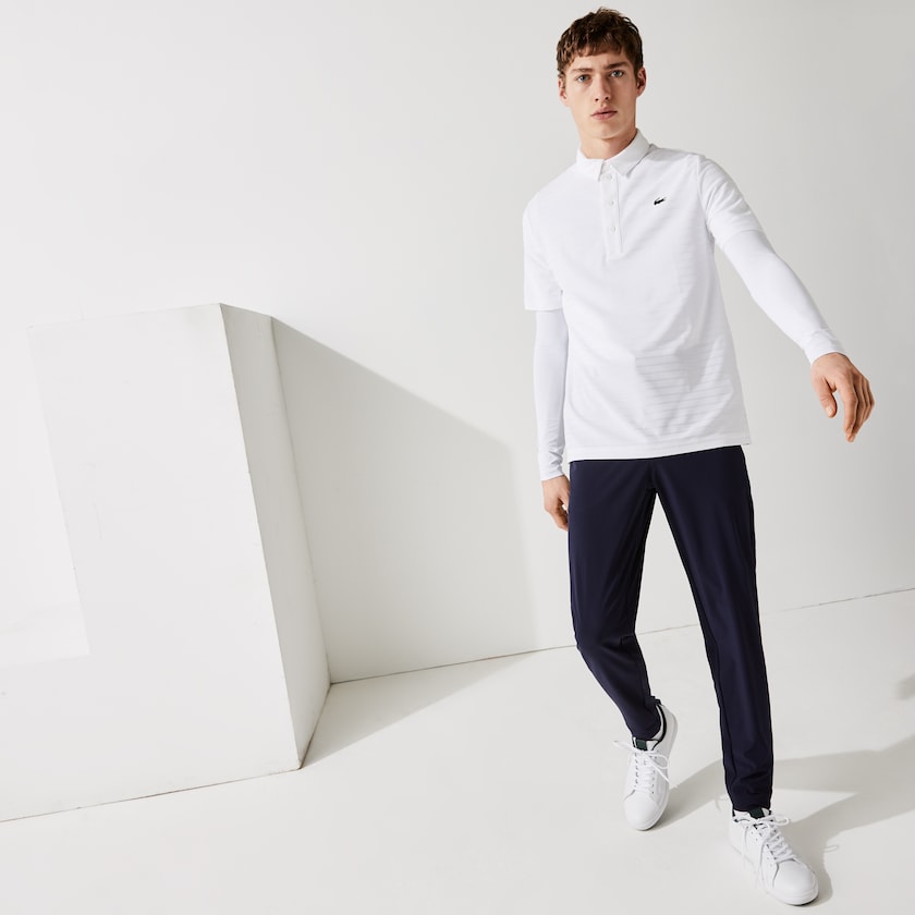 Camisas Lacoste Masculino Branco SPORT Textured Breathable Golf Polo DS3-94659O0