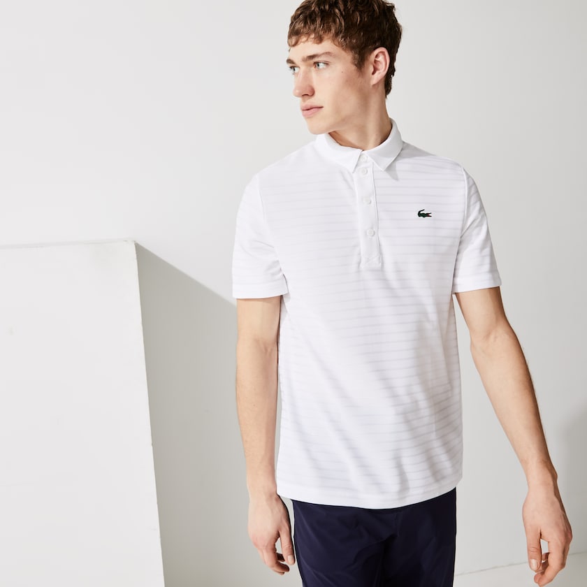 Camisas Lacoste Masculino Branco SPORT Textured Breathable Golf Polo DS3-94659O0