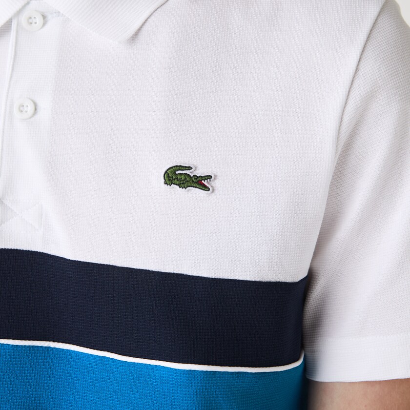 Camisas Lacoste Masculino Branco Verdes Azuis Azul Marinho Azuis Branco SPORT Tricolor Paneled Lightweight Cotton Polo MZ3-31203T7