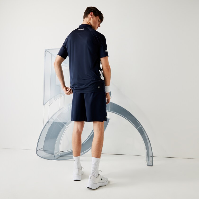 Camisas Lacoste Masculino Azul Marinho Azuis Branco SPORT x Novak Djokovic Breathable Jersey Polo IE8-08760M8