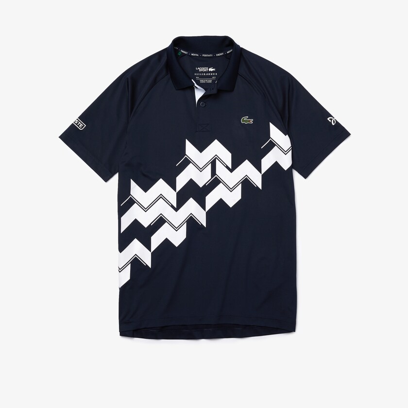 Camisas Lacoste Masculino Azul Marinho Azuis Branco SPORT x Novak Djokovic Breathable Jersey Polo IE8-08760M8