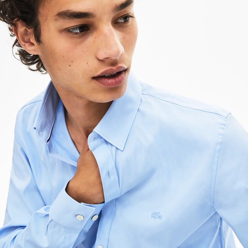 Camisas Lacoste Masculino Luz Azuis Slim-Fit Stretch Cotton Poplin CQ9-24732V1