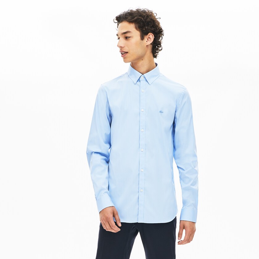 Camisas Lacoste Masculino Luz Azuis Slim-Fit Stretch Cotton Poplin CQ9-24732V1