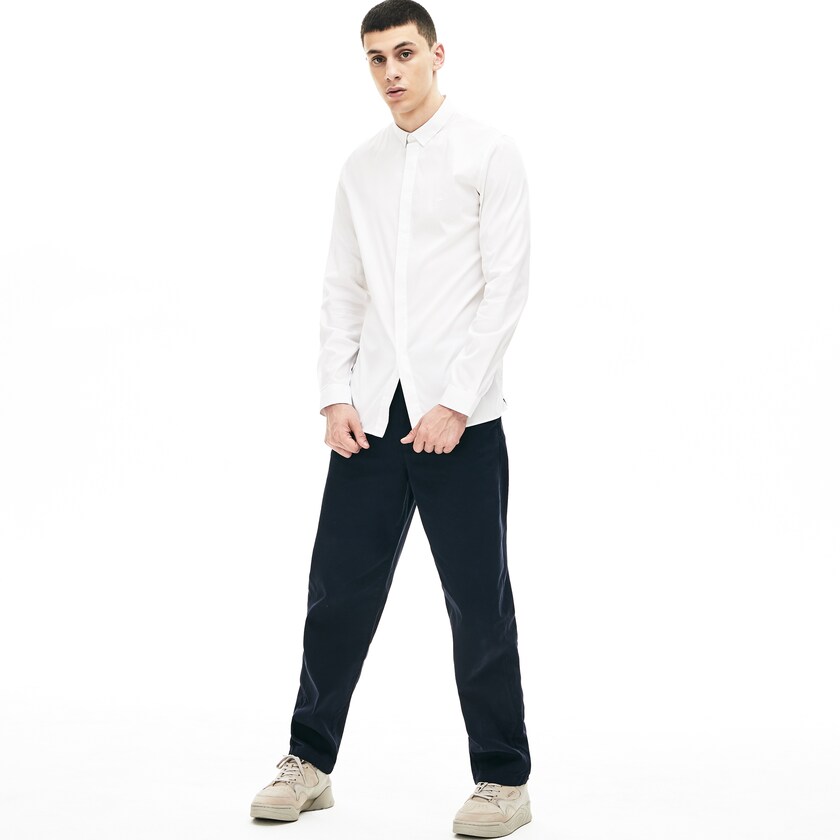 Camisas Lacoste Masculino Branco Slim-Fit Stretch Poplin and Jersey DO1-04990T4