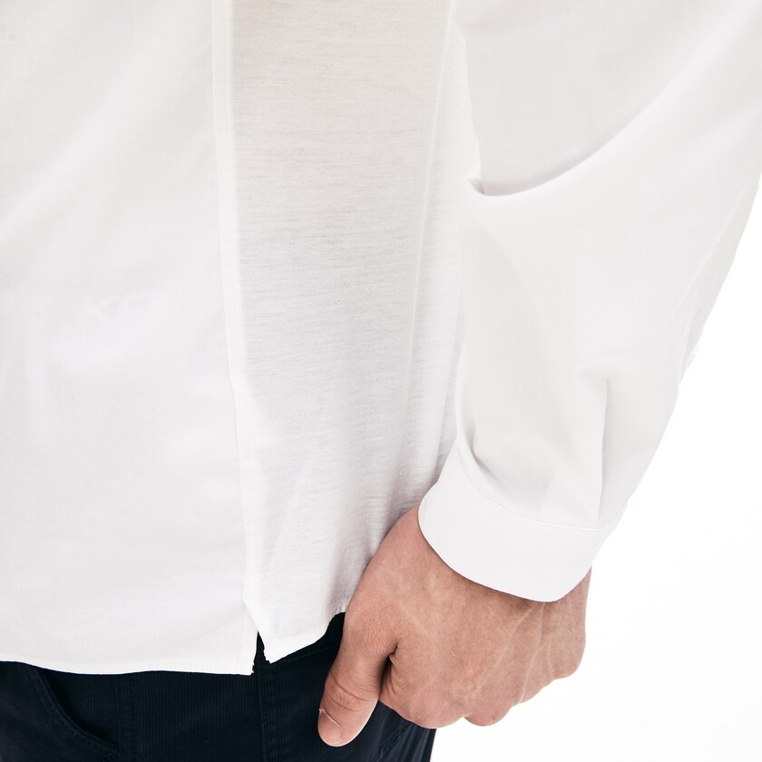 Camisas Lacoste Masculino Branco Slim-Fit Stretch Poplin and Jersey DO1-04990T4