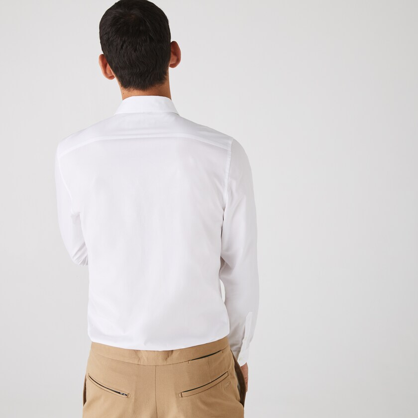 Camisas Lacoste Masculino Branco Slim Fit Stretch Cotton Poplin CE8-94589R6