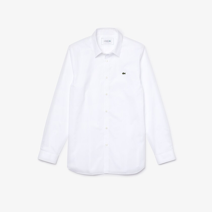 Camisas Lacoste Masculino Branco Slim Fit Stretch Cotton Poplin CE8-94589R6