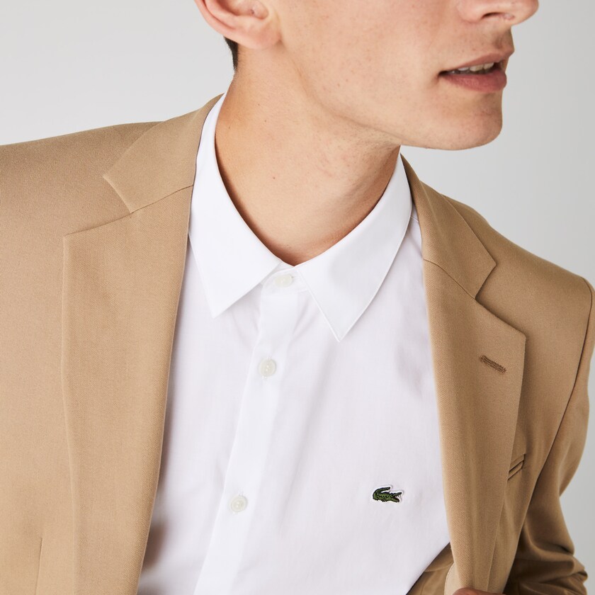 Camisas Lacoste Masculino Branco Slim Fit Stretch Cotton Poplin CE8-94589R6