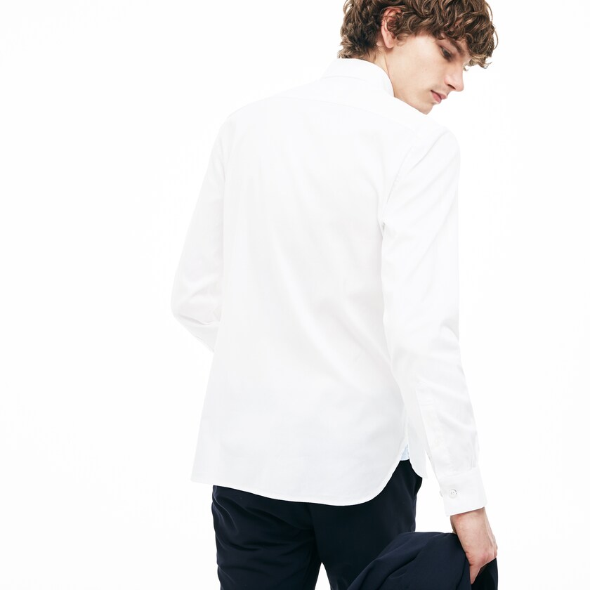 Camisas Lacoste Masculino Branco Slim Fit Stretch Cotton Pinpoint EN7-84138M3