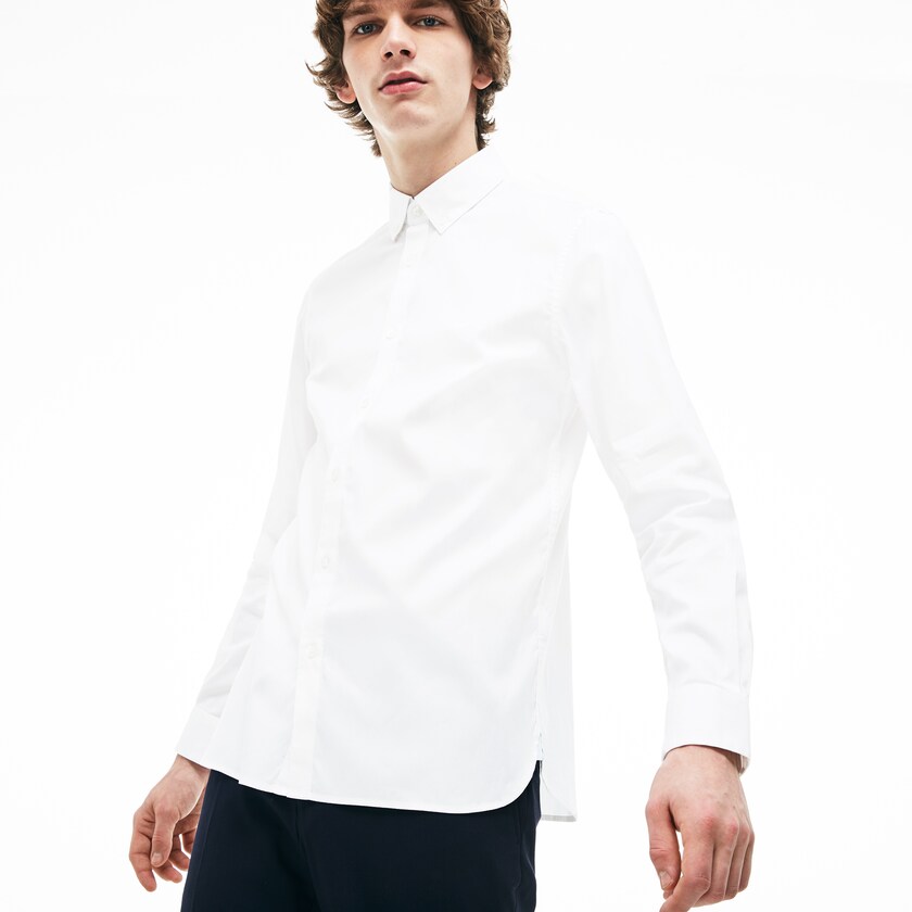 Camisas Lacoste Masculino Branco Slim Fit Stretch Cotton Pinpoint EN7-84138M3