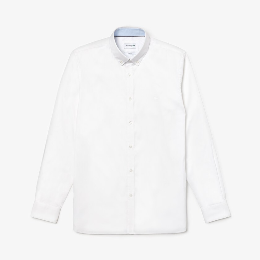 Camisas Lacoste Masculino Branco Slim Fit Stretch Cotton Pinpoint EN7-84138M3
