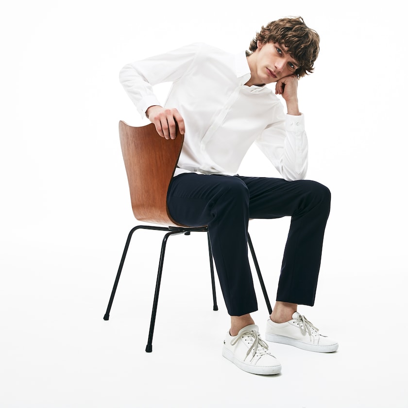 Camisas Lacoste Masculino Branco Slim Fit Stretch Cotton Pinpoint EN7-84138M3
