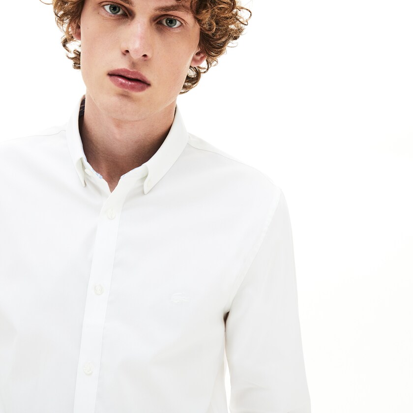 Camisas Lacoste Masculino Branco Slim Fit Stretch Cotton HJ1-26142R9