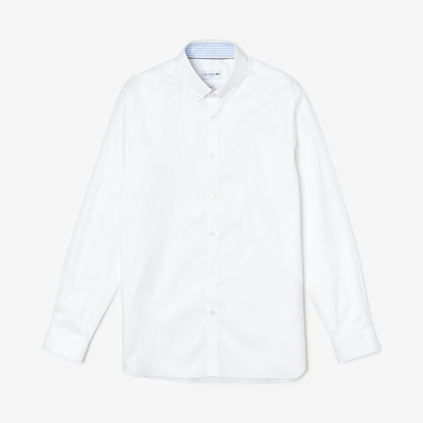 Camisas Lacoste Masculino Branco Slim Fit Stretch Cotton HJ1-26142R9