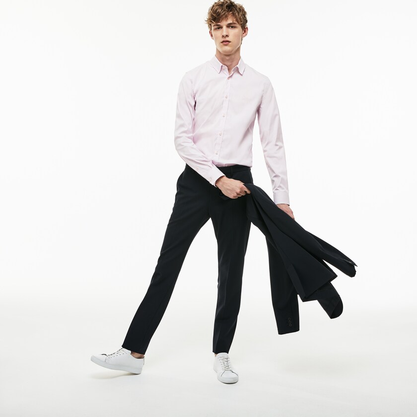 Camisas Lacoste Masculino Rosa Slim Fit Stretch Cotton Poplin GG7-48184Y5