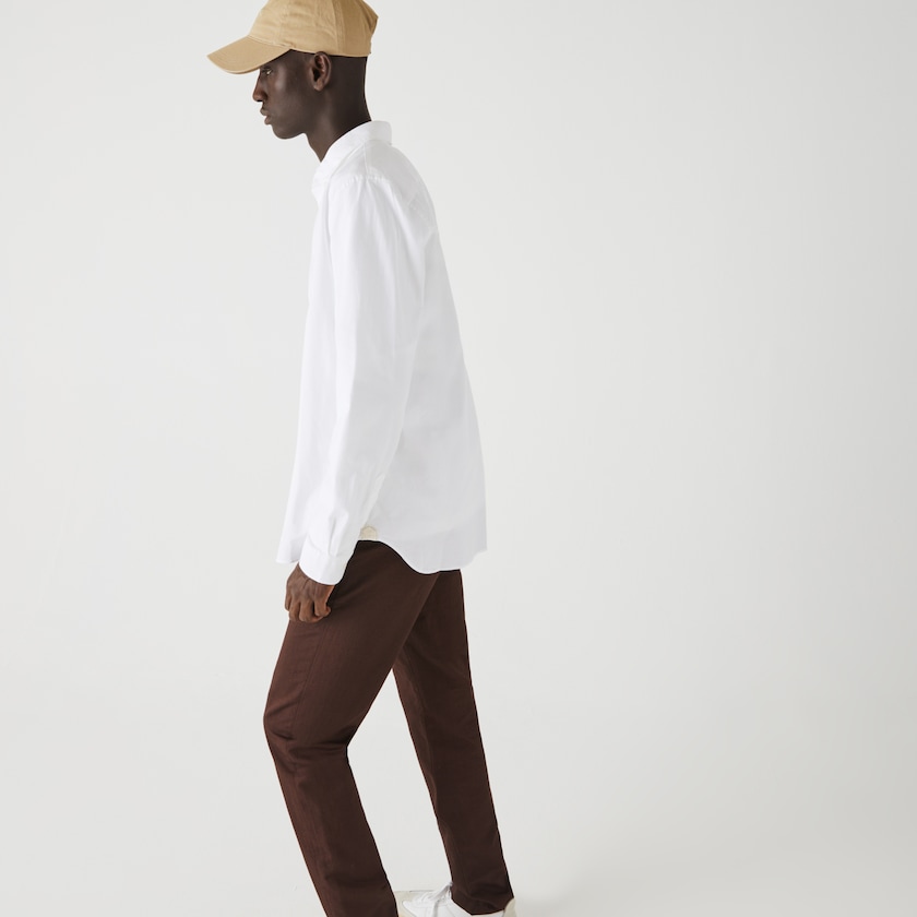 Camisas Lacoste Masculino Branco Slim Fit Stretch Oxford Cotton UK8-39283K1