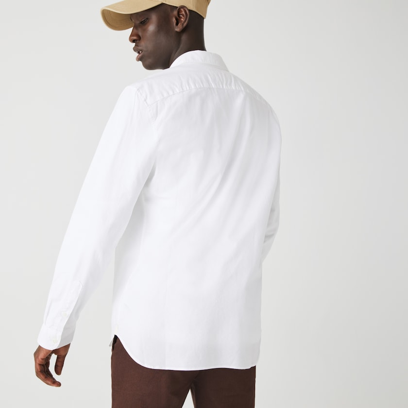 Camisas Lacoste Masculino Branco Slim Fit Stretch Oxford Cotton UK8-39283K1