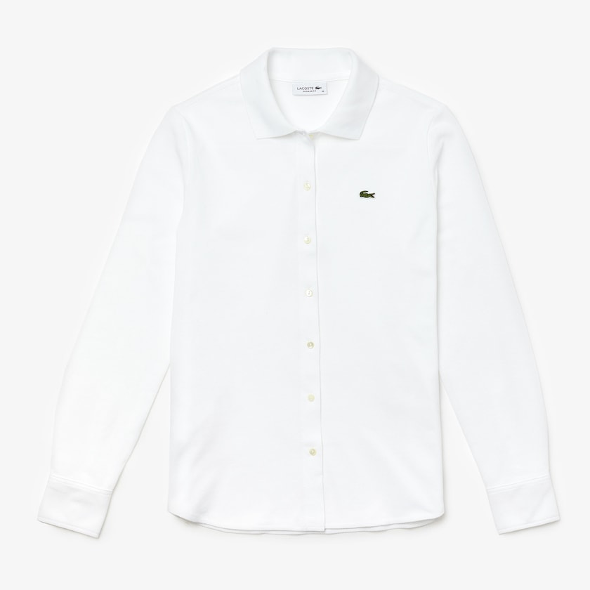 Camisas Lacoste Feminino Branco Soft Cotton Oxford Style Polo QQ0-13031D1