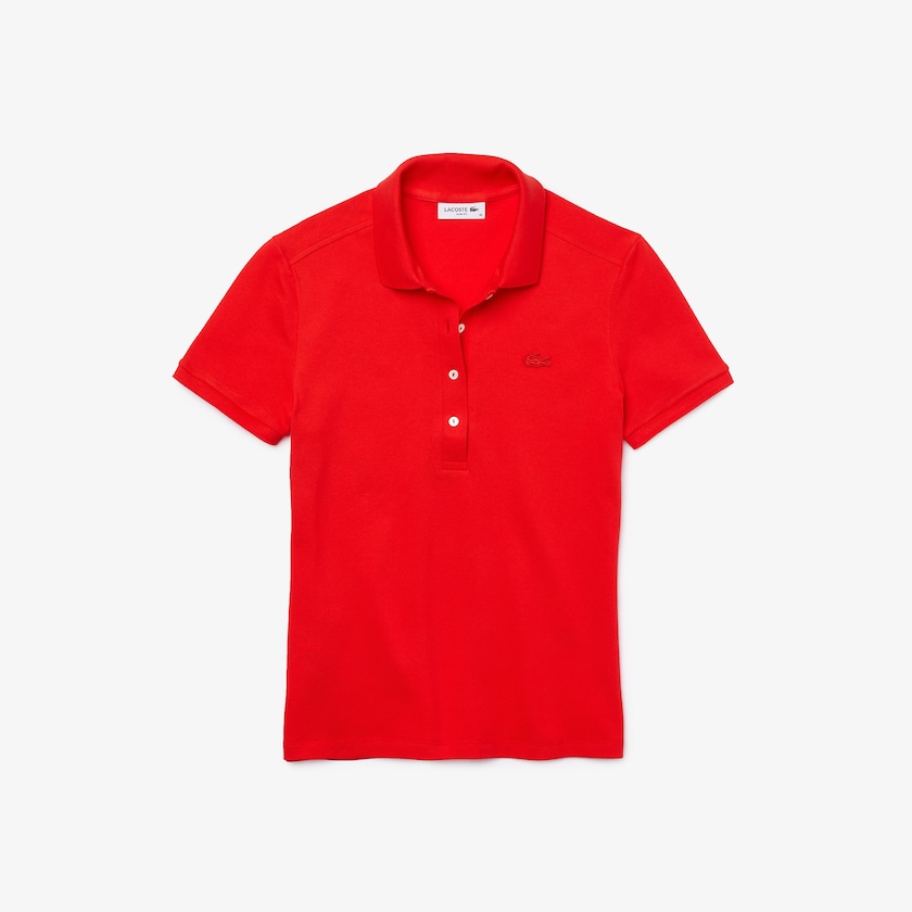 Camisas Lacoste Feminino Vermelhas Stretch Cotton Piqué Polo XW2-95589W5