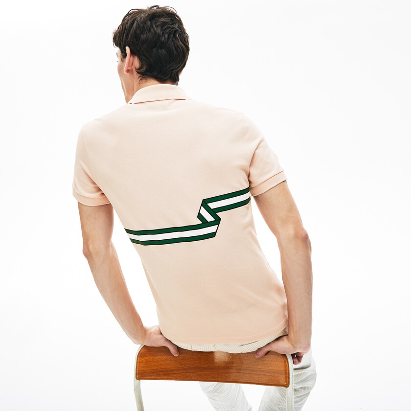 Camisas Lacoste Masculino Luz Rosa Stripe Print Polo ZA0-39063D8